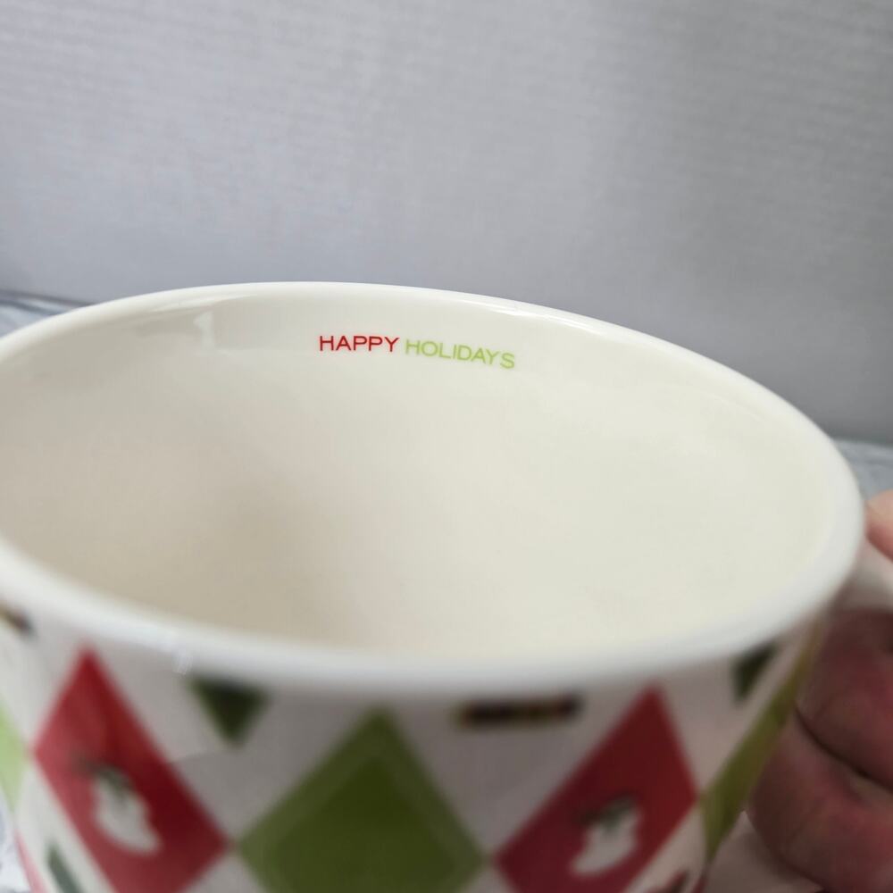 NWT Starbucks Barista 2003 Holiday 40s Wrapping Paper Coffee Mug Red Green 18 oz - Picture 6 of 11